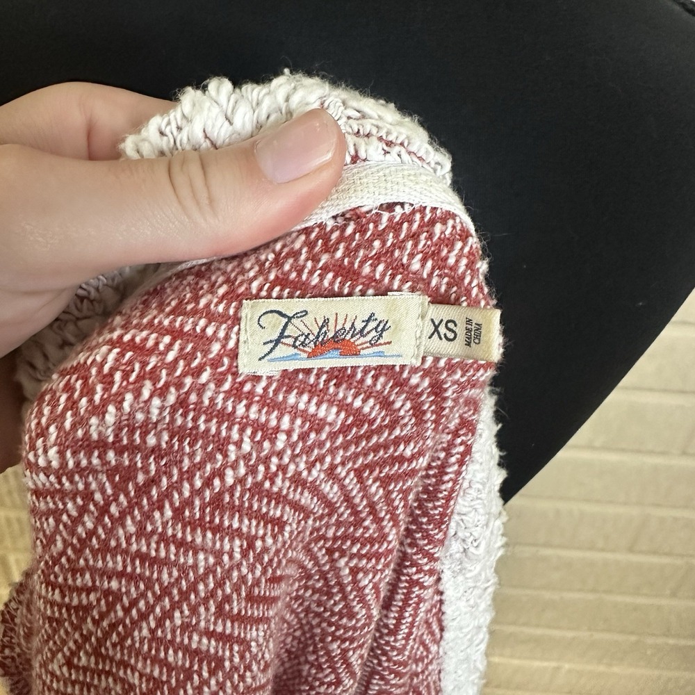 Faherty Cardigan Sweater Womens Sz XS Cream Cotton Open Front Pockets Tight Knit - Picture 6 of 7